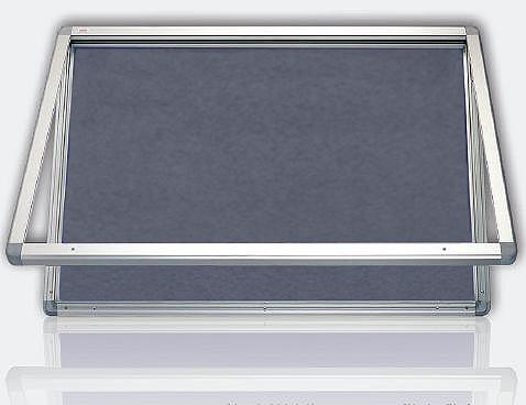 Vitrína s horizontálním otevíráním, výplň šedý filc 90x120 cm