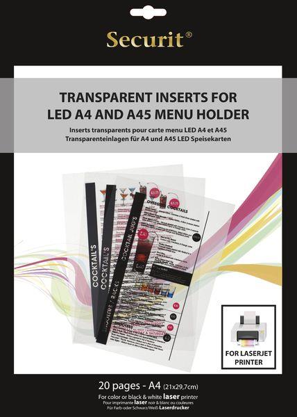 Securit Transparentní vložky k tisku v LASEROVÉ tiskárně (20 ks)
