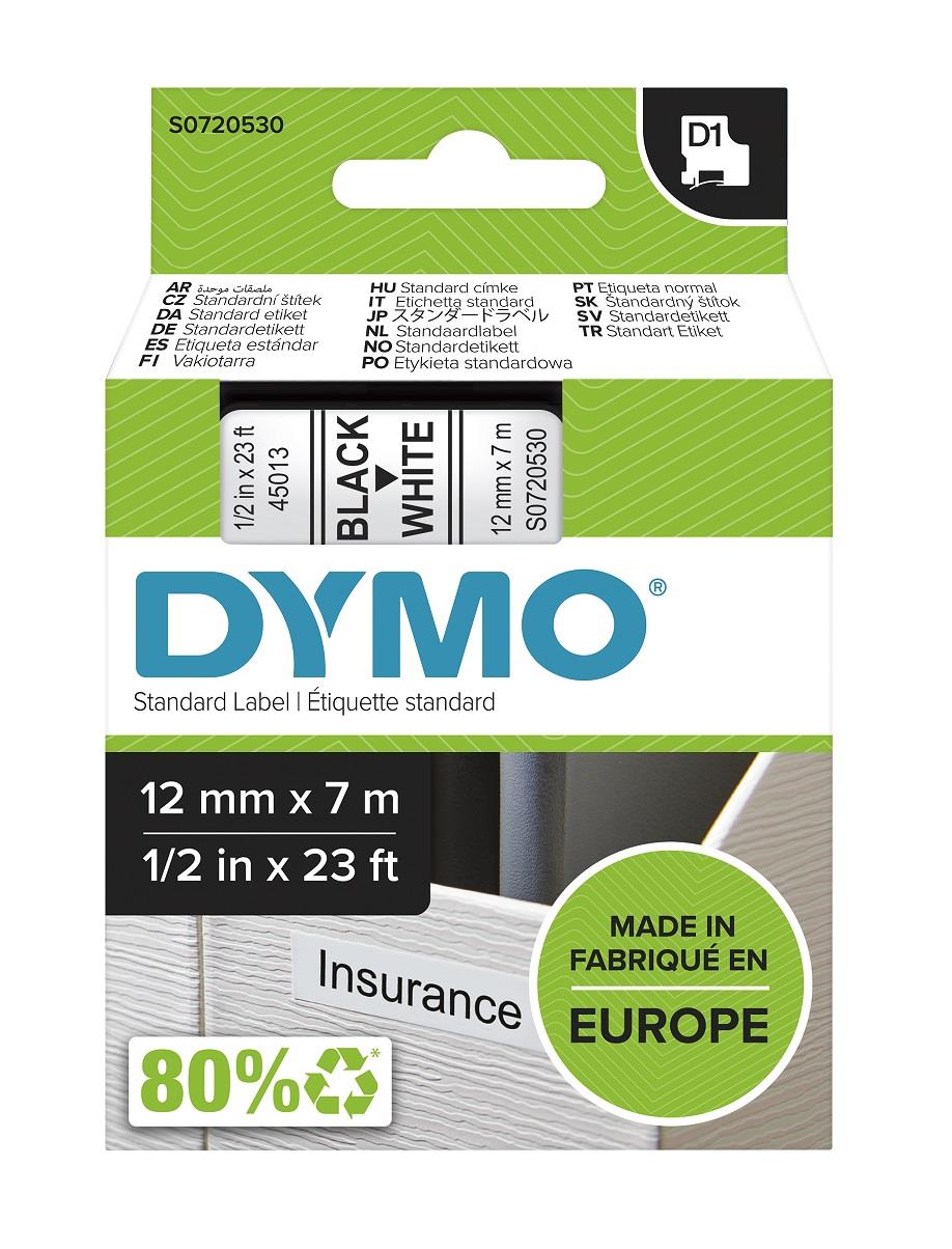 DYMO páska D1 12mm x 7m, černá na bílé, 45013, S0720530