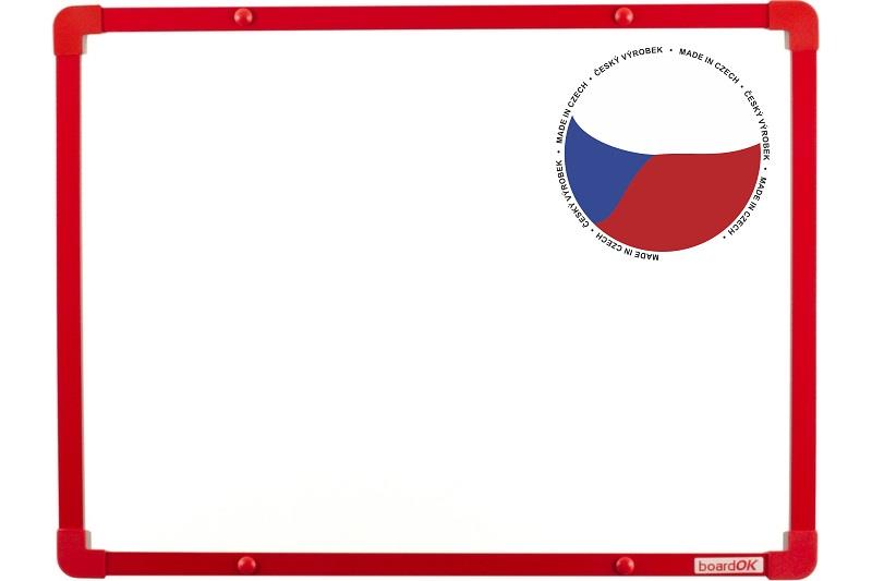 Bílá emailová tabule boardOK 60x45 - červená