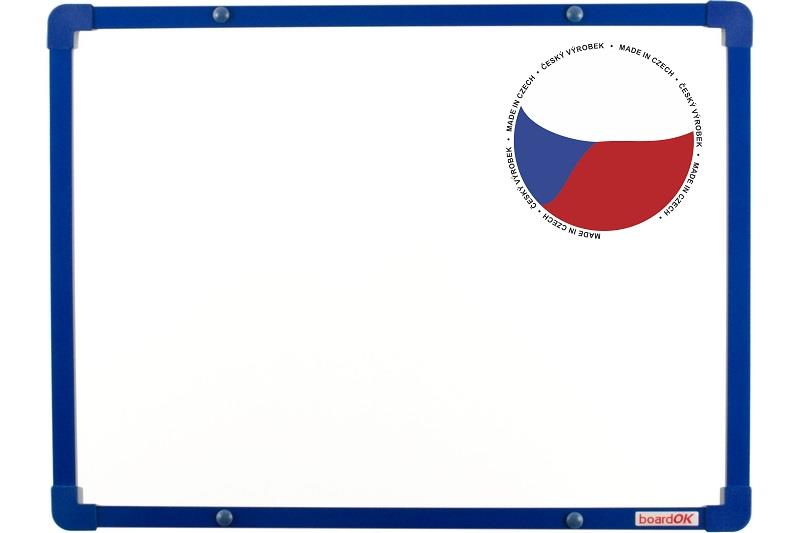 Bílá emailová tabule boardOK 60x45 - modrá